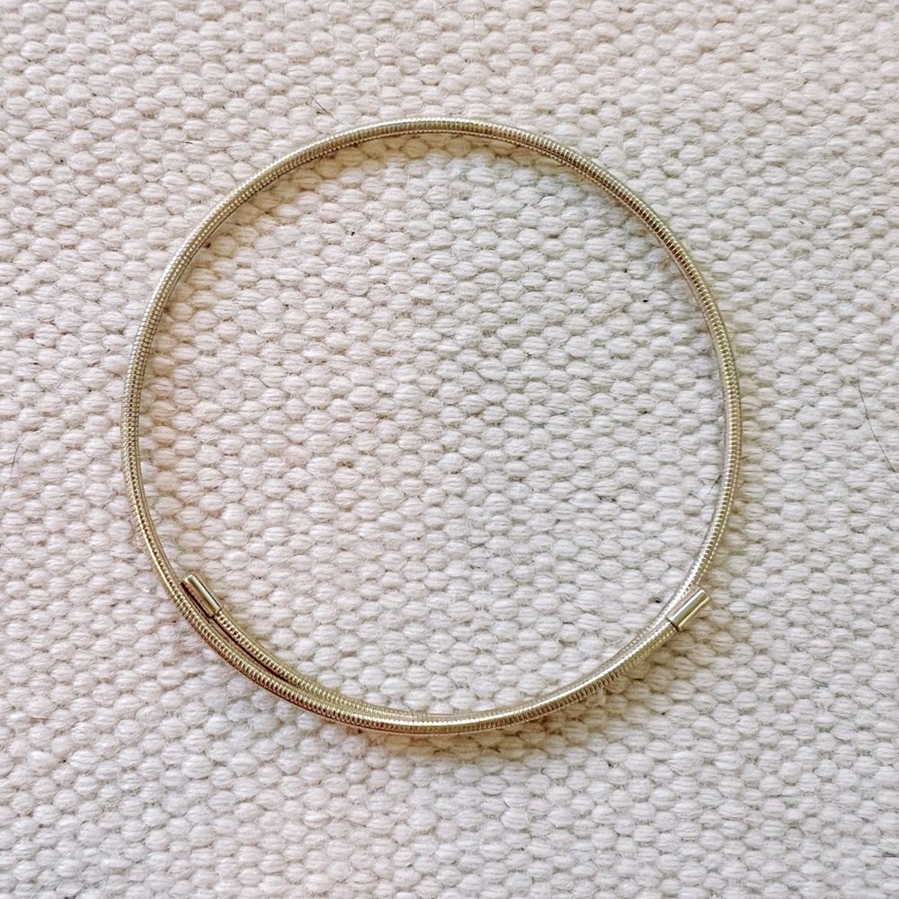 Gold Statement Choker Adjustable Sleek Chic Link Snake Herringbone Necklace NWOT